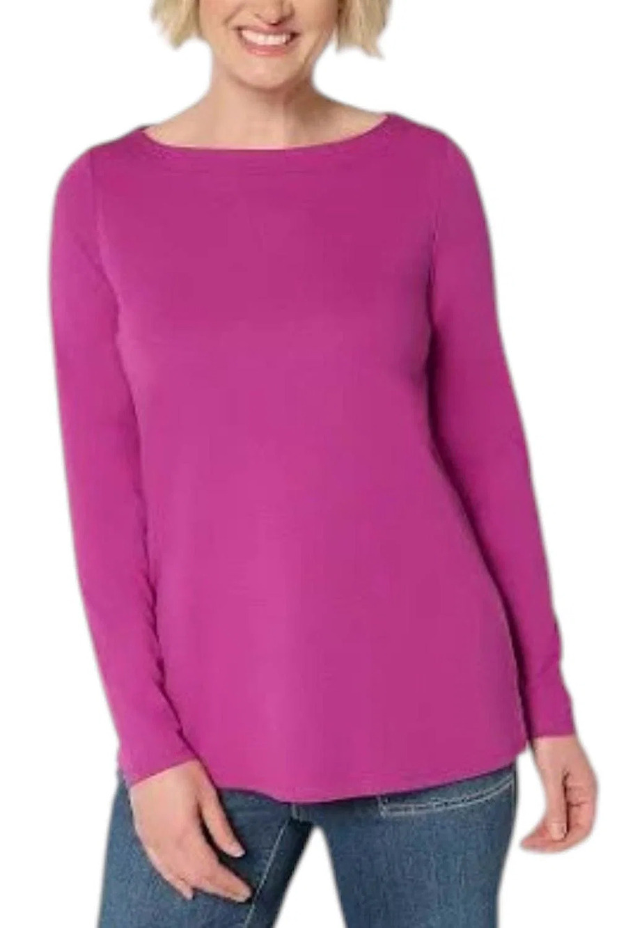 Belle by Kim Gravel Women's TripleLuxe Scoop Neck Long Slve Sangria - Regular